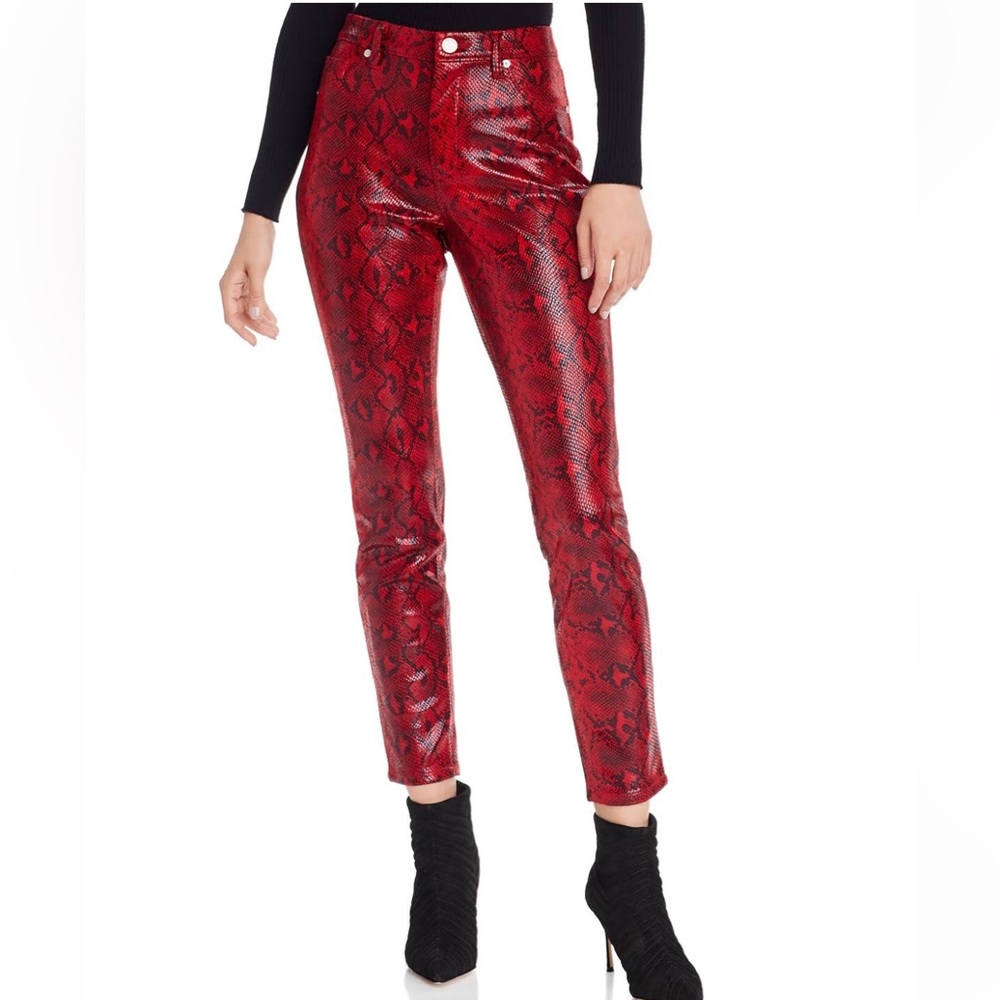 Blank NYC Red Faux Snake Leather Pants Skinny Mid Rise size 27